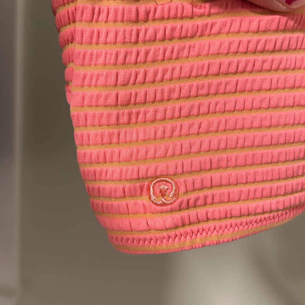 Lululemon Smocked Swim Top (B/C Cup) - Hyper Stripe Raspberry Cream Warm Apricot - Picture 4 of 4